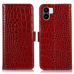 For Xiaomi Redmi A1 4G Drop-proof Genuine Cowhide Leather Smartphone Cover Stand RFID Blocking Crocodile Texture Wallet Case Phone Shell