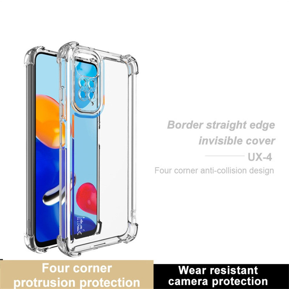 IMAK UX-4 Series For Xiaomi Redmi Note 11 4G  /  11S 4G Case Straight Frame Four Corner Shockproof Clear TPU Cover