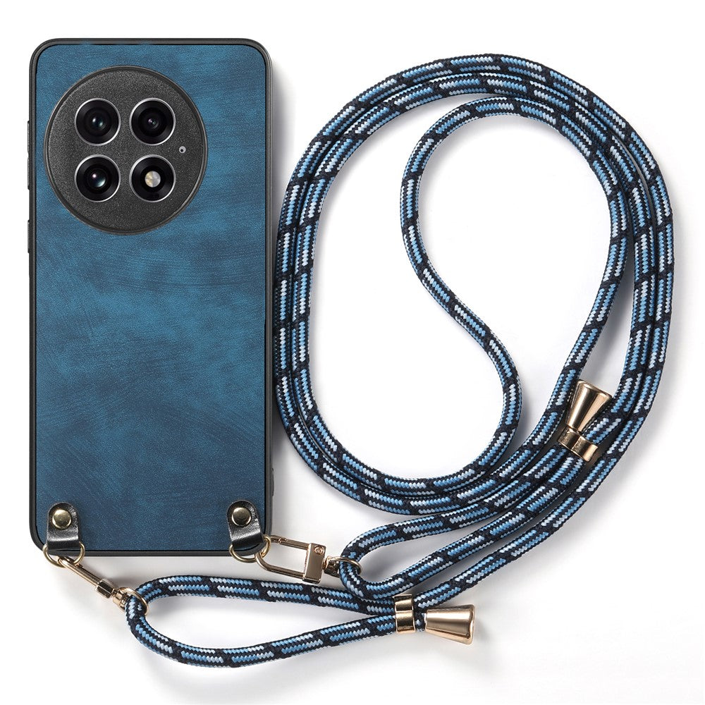 For OnePlus 13 Retro Leather Phone Back Cover with Adjustable Strap