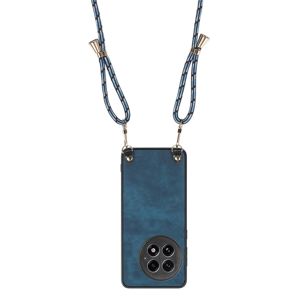 For OnePlus 13 Retro Leather Phone Back Cover with Adjustable Strap