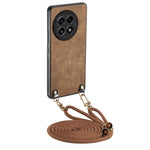 For OnePlus 13 Retro Leather Phone Back Cover with Adjustable Strap