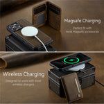 AUTSPACE For iPhone 16 Pro Case  A13 Vintage Leather Back Cover with Magnetic Detachable Card Bag