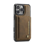 AUTSPACE For iPhone 16 Pro Case  A13 Vintage Leather Back Cover with Magnetic Detachable Card Bag
