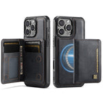AUTSPACE For iPhone 16 Pro Case  A13 Vintage Leather Back Cover with Magnetic Detachable Card Bag