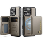 AUTSPACE For iPhone 16 Pro Case  A13 Vintage Leather Back Cover with Magnetic Detachable Card Bag