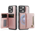 AUTSPACE For iPhone 16 Pro Case  A13 Vintage Leather Back Cover with Magnetic Detachable Card Bag