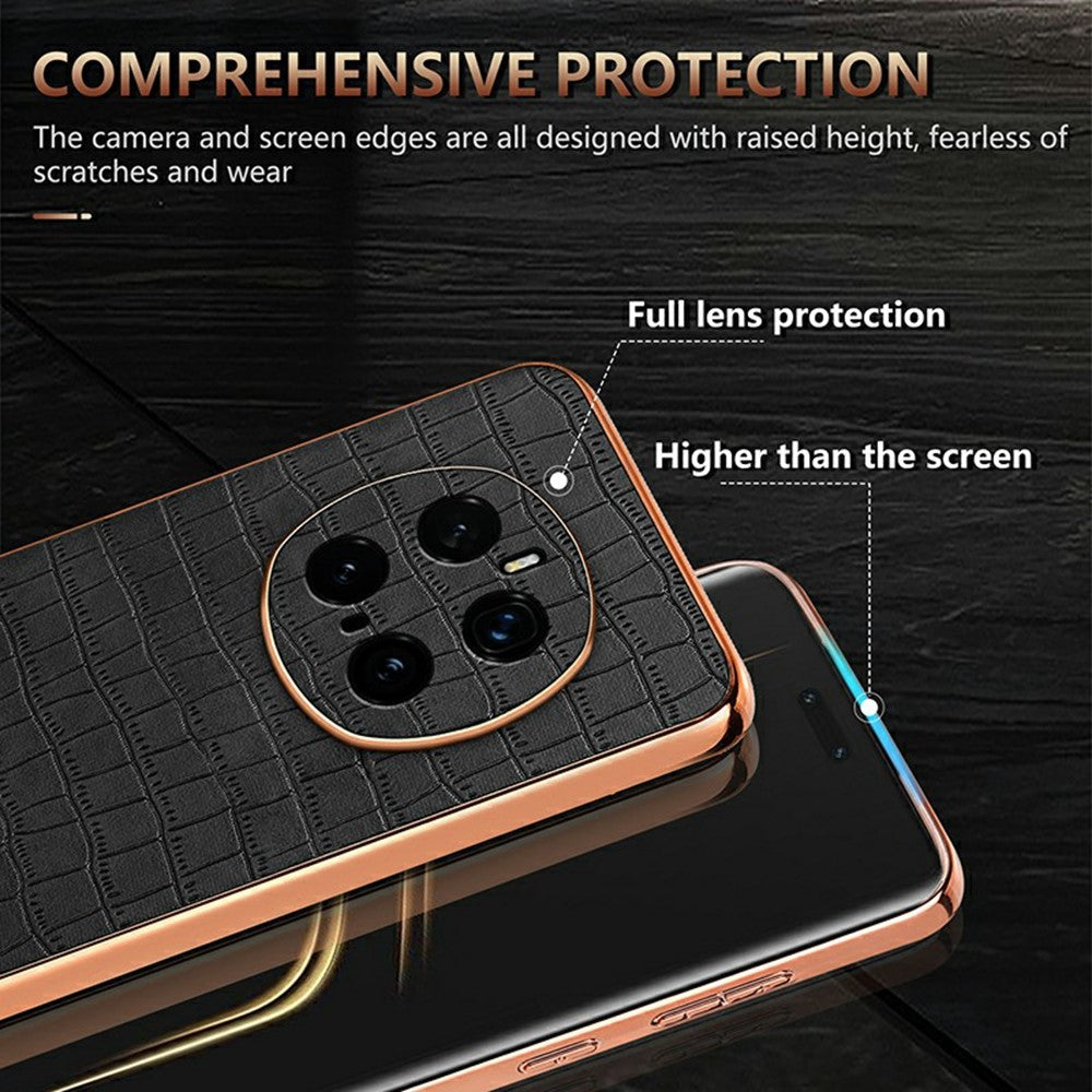 AZNS For Honor Magic7 Pro 5G Case Electroplating Crocodile Texture PU + TPU Phone Cover