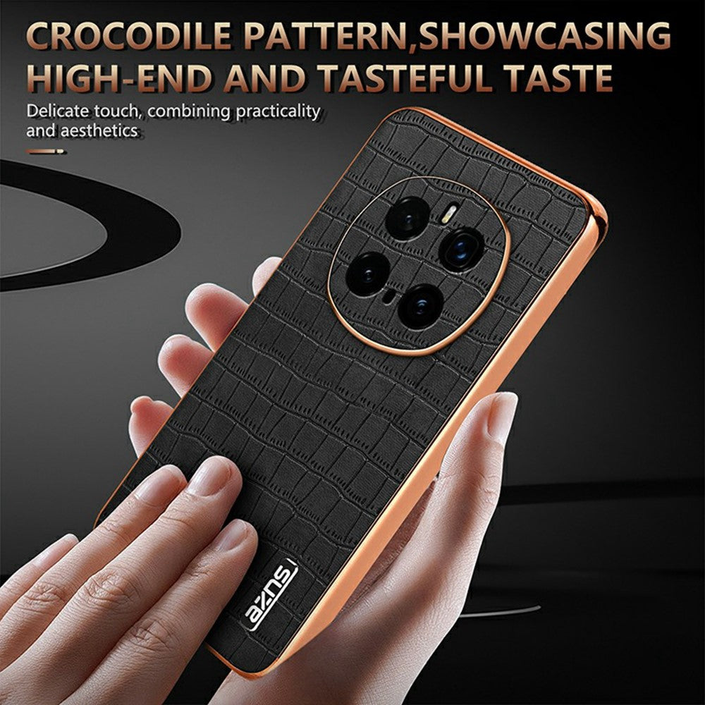 AZNS For Honor Magic7 Pro 5G Case Electroplating Crocodile Texture PU + TPU Phone Cover