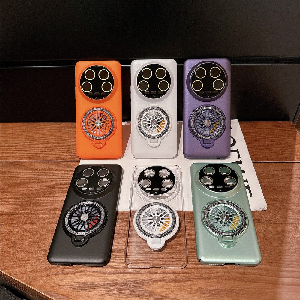 For Xiaomi 14 Ultra PC Phone Case Rotating Spinner Ring Kickstand Rubberized Back Cover