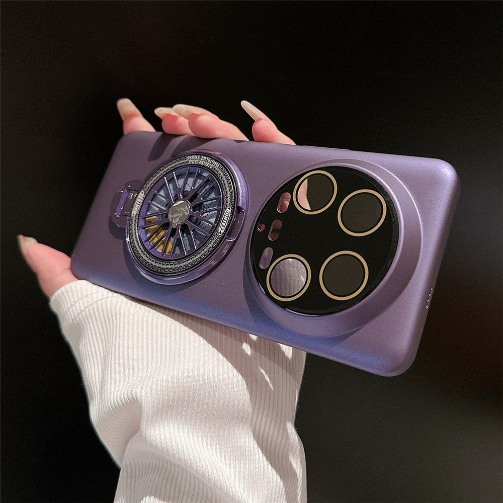 For Xiaomi 14 Ultra PC Phone Case Rotating Spinner Ring Kickstand Rubberized Back Cover
