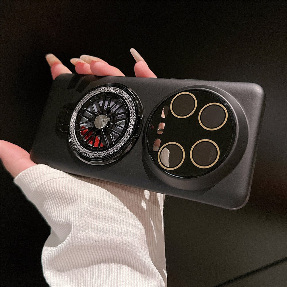 For Xiaomi 14 Ultra PC Phone Case Rotating Spinner Ring Kickstand Rubberized Back Cover