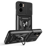 For Motorola Moto G05 4G Case with Slide Camera Lid PC + TPU Kickstand Phone Cover
