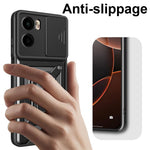 For Motorola Moto G05 4G Case with Slide Camera Lid PC + TPU Kickstand Phone Cover