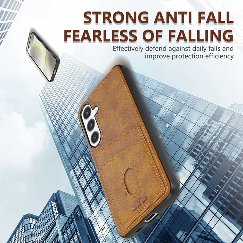 AZNS K1-serien Samsung Galaxy A56 5G-cover med kalveskindsstruktur, stødsikkert PU+TPU-mobilcover med 2 kortpladser