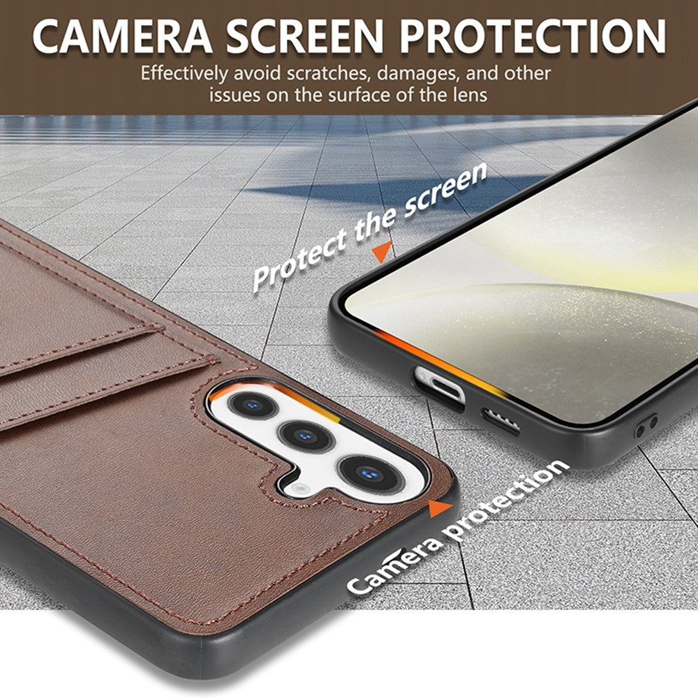 AZNS K1-serien Samsung Galaxy A56 5G-cover med kalveskindsstruktur, stødsikkert PU+TPU-mobilcover med 2 kortpladser