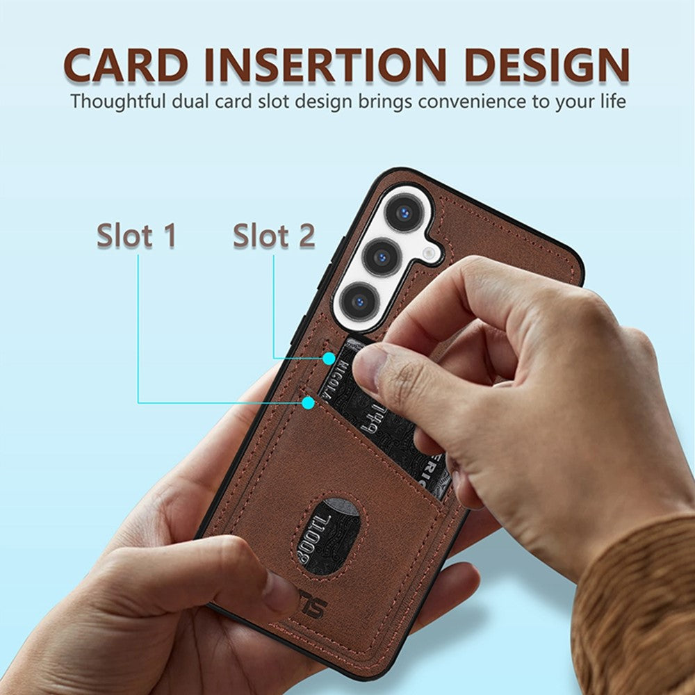 AZNS K1-serien Samsung Galaxy A56 5G-cover med kalveskindsstruktur, stødsikkert PU+TPU-mobilcover med 2 kortpladser