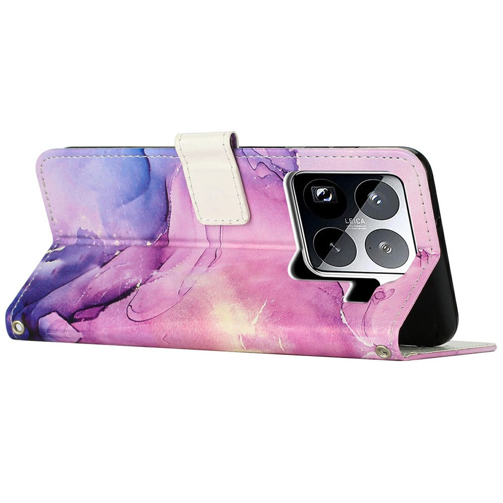 For Xiaomi 15 Pro Stand Case Marble Pattern PU Leather Wallet Phone Cover