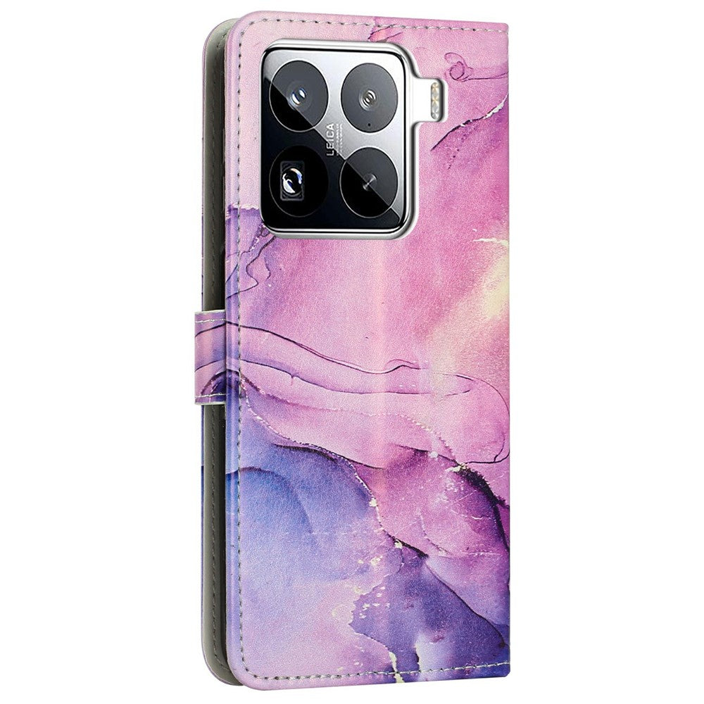 For Xiaomi 15 Pro Stand Case Marble Pattern PU Leather Wallet Phone Cover