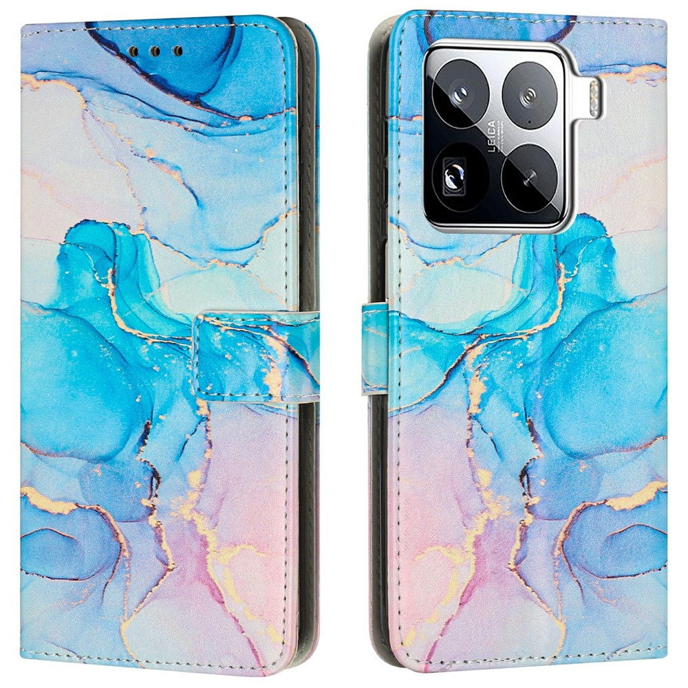 For Xiaomi 15 Pro Stand Case Marble Pattern PU Leather Wallet Phone Cover