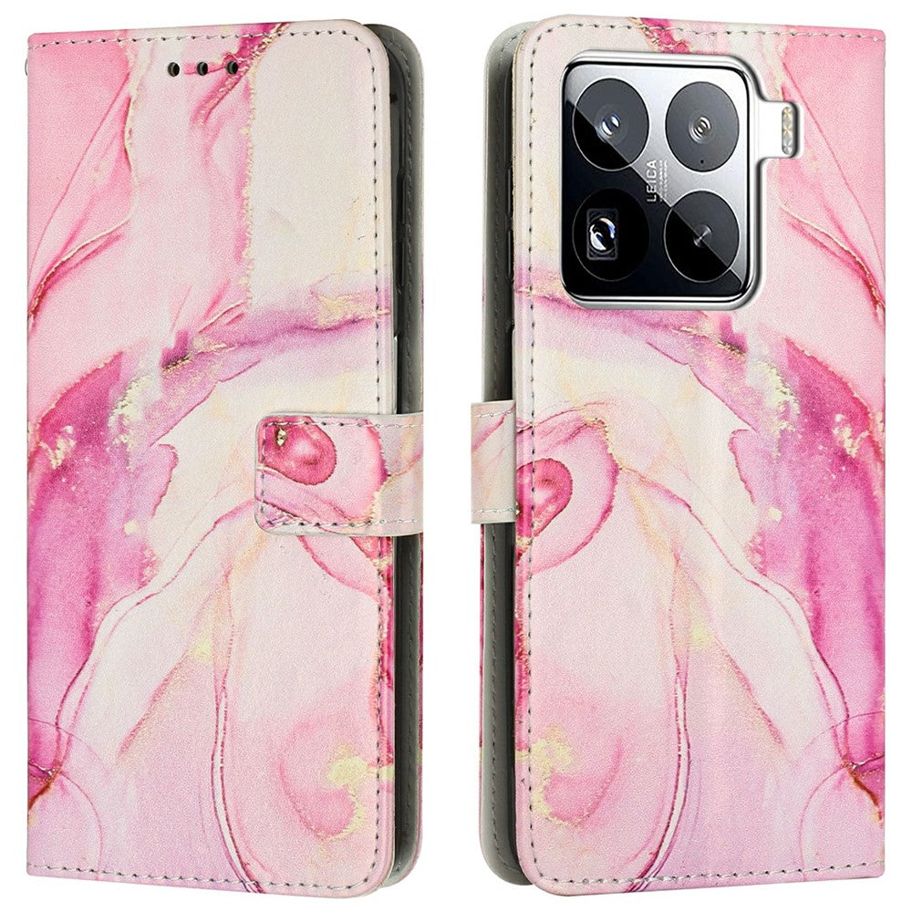 For Xiaomi 15 Pro Stand Case Marble Pattern PU Leather Wallet Phone Cover