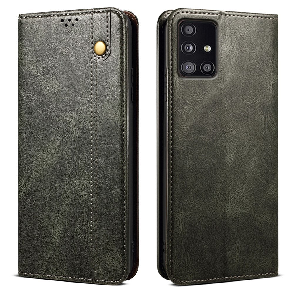 For Samsung Galaxy A21s Case Crazy Horse Texture Waxy Leather Wallet Stand Phone Cover