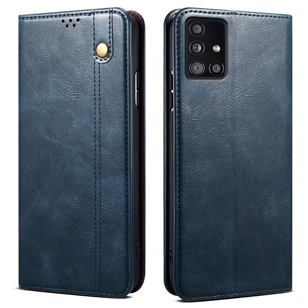 For Samsung Galaxy A21s Case Crazy Horse Texture Waxy Leather Wallet Stand Phone Cover