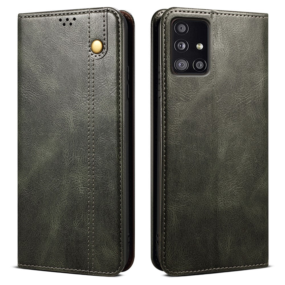 For Samsung Galaxy A51 5G Case Crazy Horse Texture Waxy Leather Wallet Stand Phone Cover