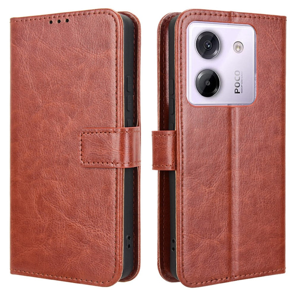 For Xiaomi Poco M7 Pro 5G Case Crazy Horse Texture PU Leather Phone Wallet Cover