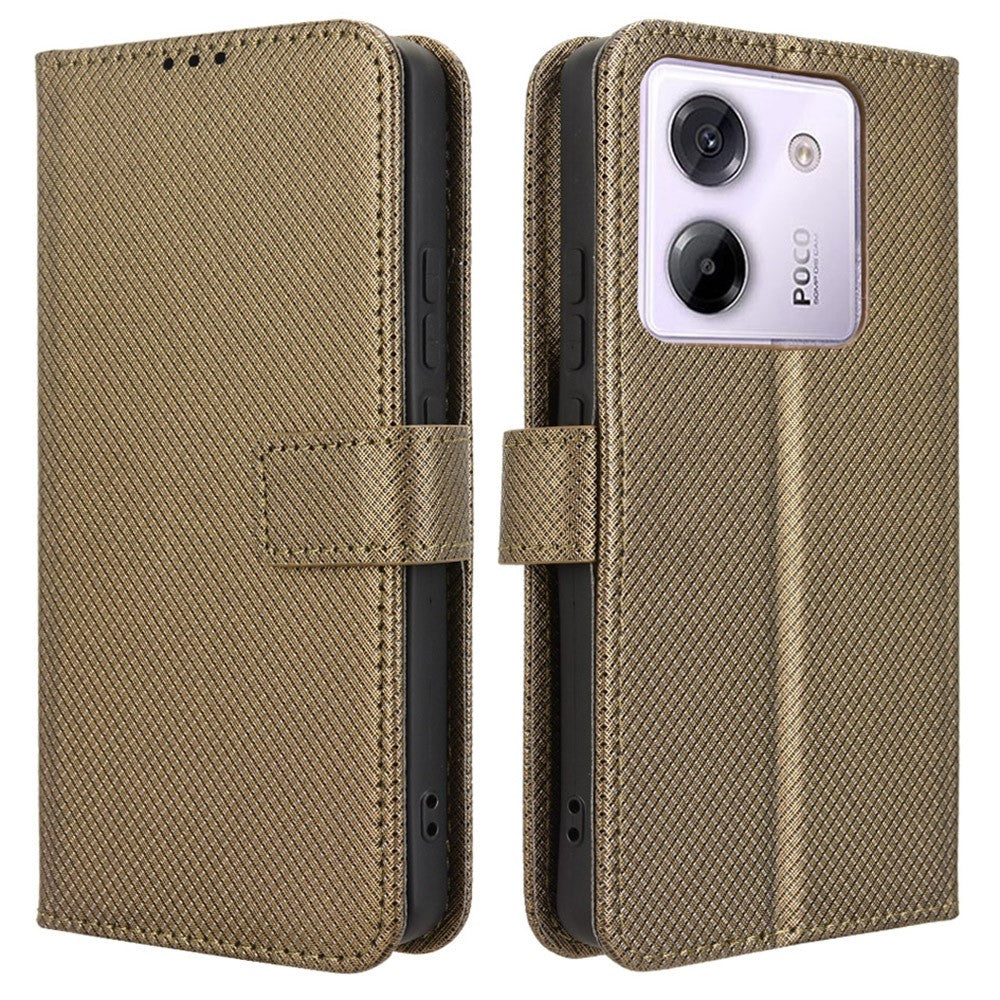 For Xiaomi Poco M7 Pro 5G Case PU Leather Diamond Texture Wallet Phone Cover