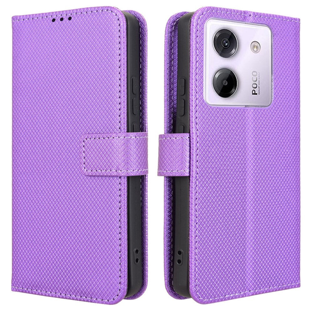 For Xiaomi Poco M7 Pro 5G Case PU Leather Diamond Texture Wallet Phone Cover