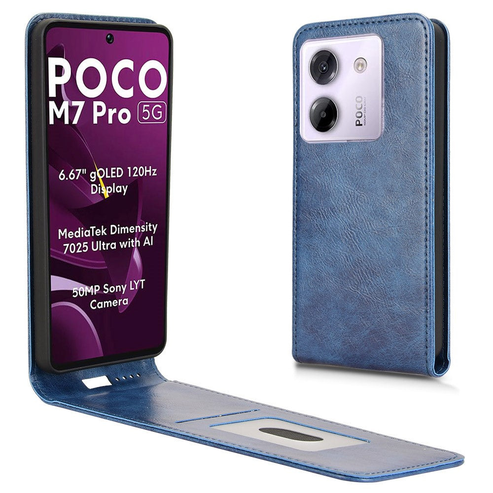 For Xiaomi Poco M7 Pro 5G / Redmi Note 14 5G Case with Card Slot Magnetic Vertical Flip Leather Phone Cover