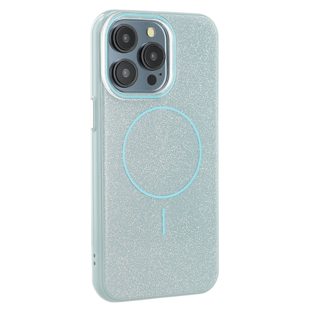 For iPhone 15 Pro Case Compatible with MagSafe Glitter Design IMD TPU + PC Phone Back Cover
