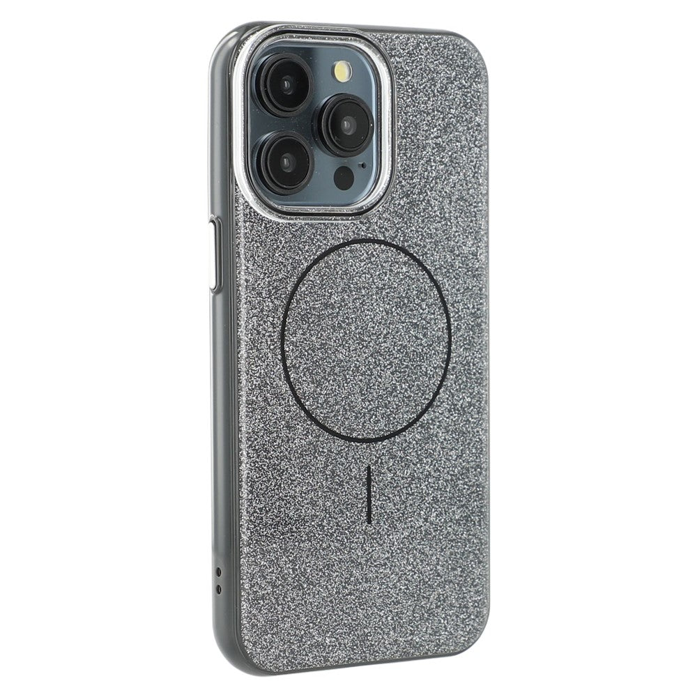 For iPhone 15 Pro Case Compatible with MagSafe Glitter Design IMD TPU + PC Phone Back Cover