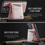 AUTSPACE For iPhone 16 Pro Max Case  A12 Leather Back Cover with Magnetic Detachable Card Bag Kickstand