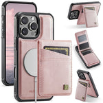 AUTSPACE For iPhone 16 Pro Max Case  A12 Leather Back Cover with Magnetic Detachable Card Bag Kickstand