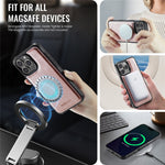 AUTSPACE For iPhone 16 Pro Max Case  A12 Leather Back Cover with Magnetic Detachable Card Bag Kickstand