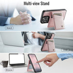 AUTSPACE For iPhone 16 Pro Max Case  A12 Leather Back Cover with Magnetic Detachable Card Bag Kickstand
