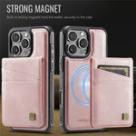 AUTSPACE For iPhone 16 Pro Max Case  A12 Leather Back Cover with Magnetic Detachable Card Bag Kickstand