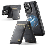 AUTSPACE For iPhone 16 Pro Max Case  A12 Leather Back Cover with Magnetic Detachable Card Bag Kickstand