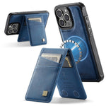 AUTSPACE For iPhone 16 Pro Max Case  A12 Leather Back Cover with Magnetic Detachable Card Bag Kickstand