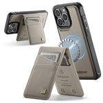 AUTSPACE For iPhone 16 Pro Max Case  A12 Leather Back Cover with Magnetic Detachable Card Bag Kickstand