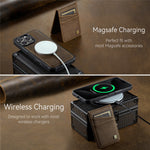 AUTSPACE For iPhone 16 Pro Case  A12 Leather Back Cover with Magnetic Detachable Card Bag Kickstand