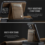 AUTSPACE For iPhone 16 Pro Case  A12 Leather Back Cover with Magnetic Detachable Card Bag Kickstand