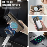 AUTSPACE For iPhone 16 Pro Case  A12 Leather Back Cover with Magnetic Detachable Card Bag Kickstand