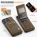 AUTSPACE For iPhone 16 Pro Case  A12 Leather Back Cover with Magnetic Detachable Card Bag Kickstand