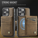 AUTSPACE For iPhone 16 Pro Case  A12 Leather Back Cover with Magnetic Detachable Card Bag Kickstand