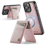 AUTSPACE For iPhone 16 Pro Case  A12 Leather Back Cover with Magnetic Detachable Card Bag Kickstand