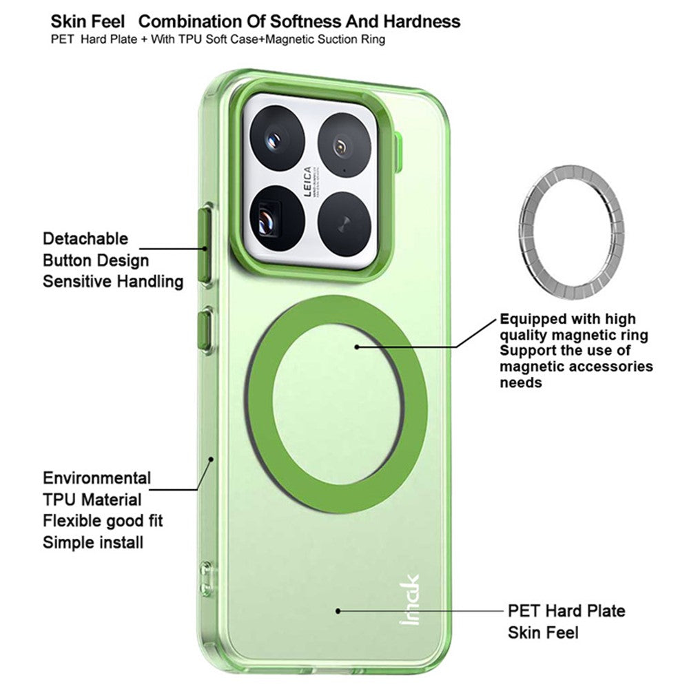 IMAK For Xiaomi 15 Pro Magnetic Case Candy Color Anti Drop TPU + PET Back Cover