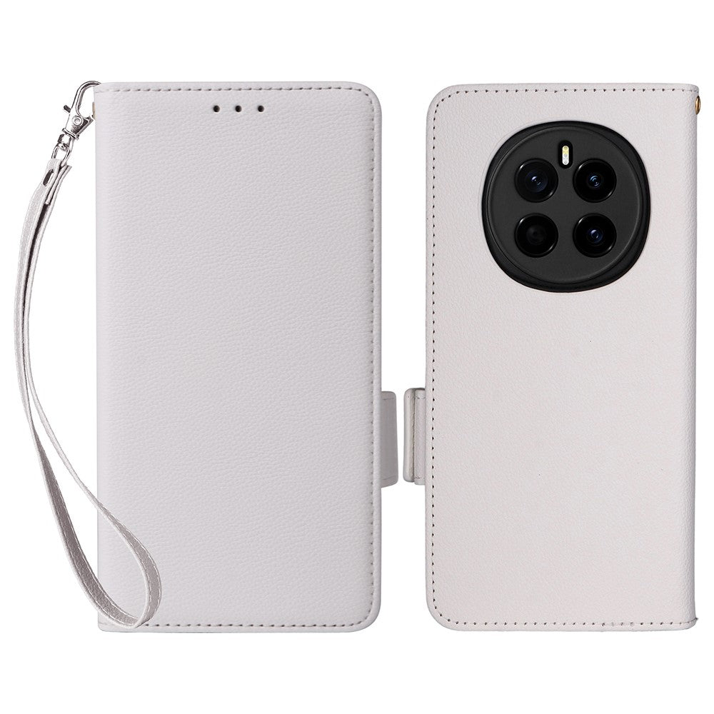 For Honor Magic7 5G Case with Wrist Strap Litchi Texture PU Leather Wallet Phone Cover