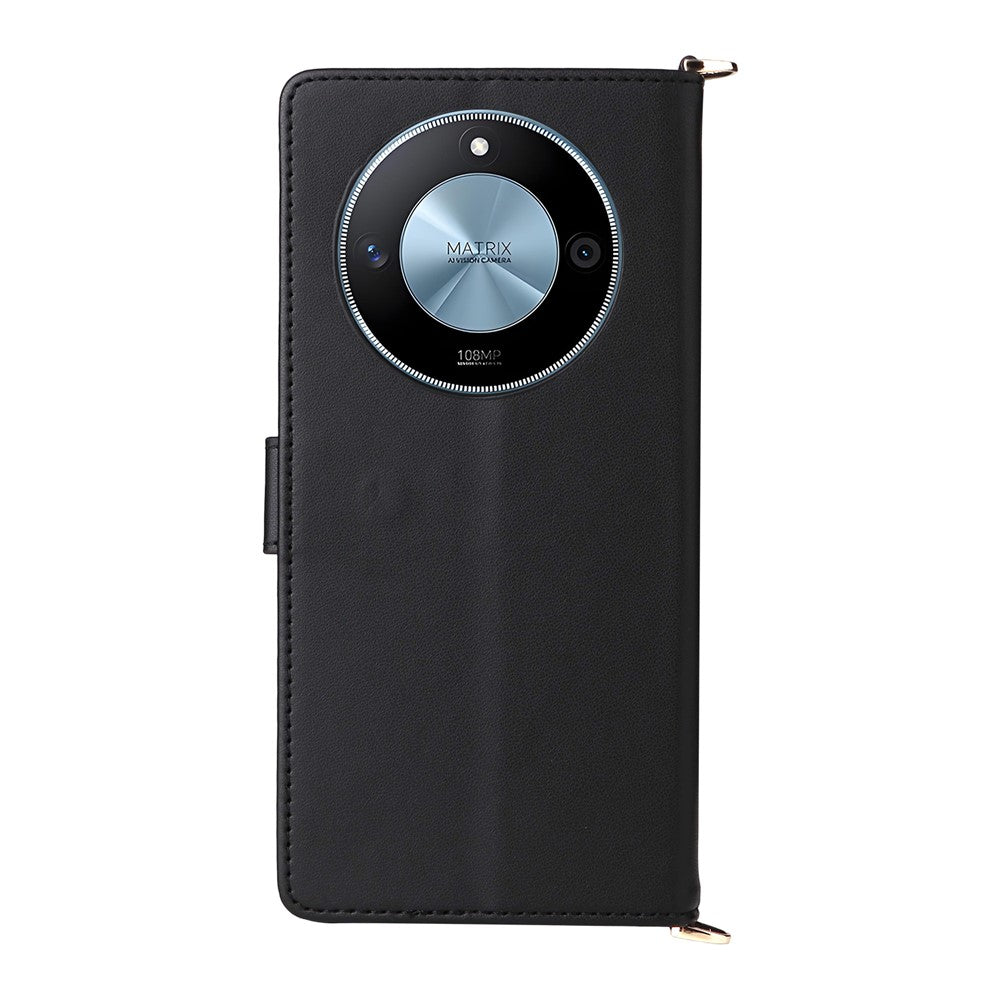 For Honor X9c Smart 5G / X60 5G Wallet Case with Shoulder / Wrist Strap Leather Phone Cover Stand